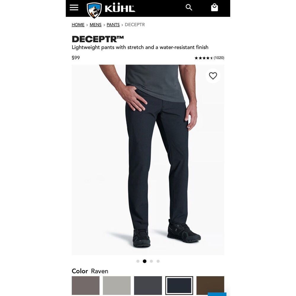 Kuhl Deceptr Pants Men's 36x32 "Raven"